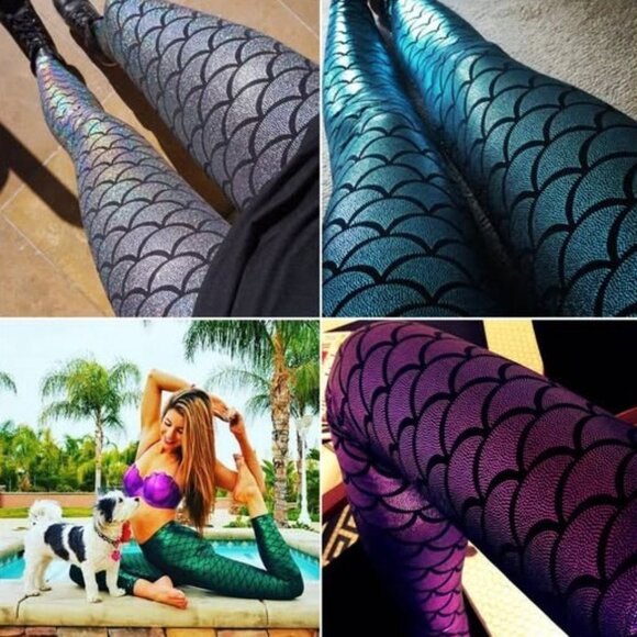 Online Legging Store Pants - Mermaid Fish Scale Leggings by ONLINE LEGGING STORE - XL - NWT